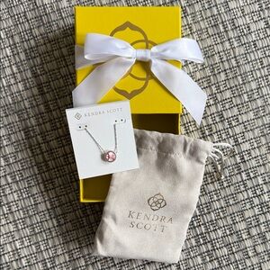 Kendra Scott Silver Necklace with Pink Gem